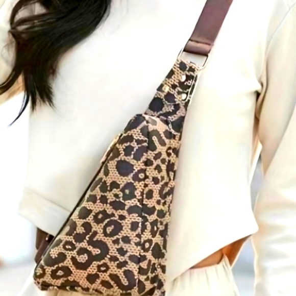 Leopard Print Abstract Triangle Shaped Pocketbook - Picture 1 of 4